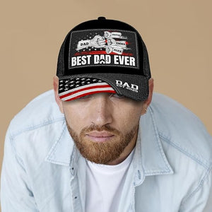 Custom Dad Baseball Cap Personalized Fist Bump Hat with Kids Names Best Dad Ever Gift for Father s Day, Birthday