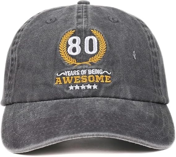 80th Birthday Gifts Embroidered Cap, Funny Birthday Gifts for Men, Custom Yearolds 80 70 60 Adjustable Hat Gifts Accessory for Birthday & Christmas Grey