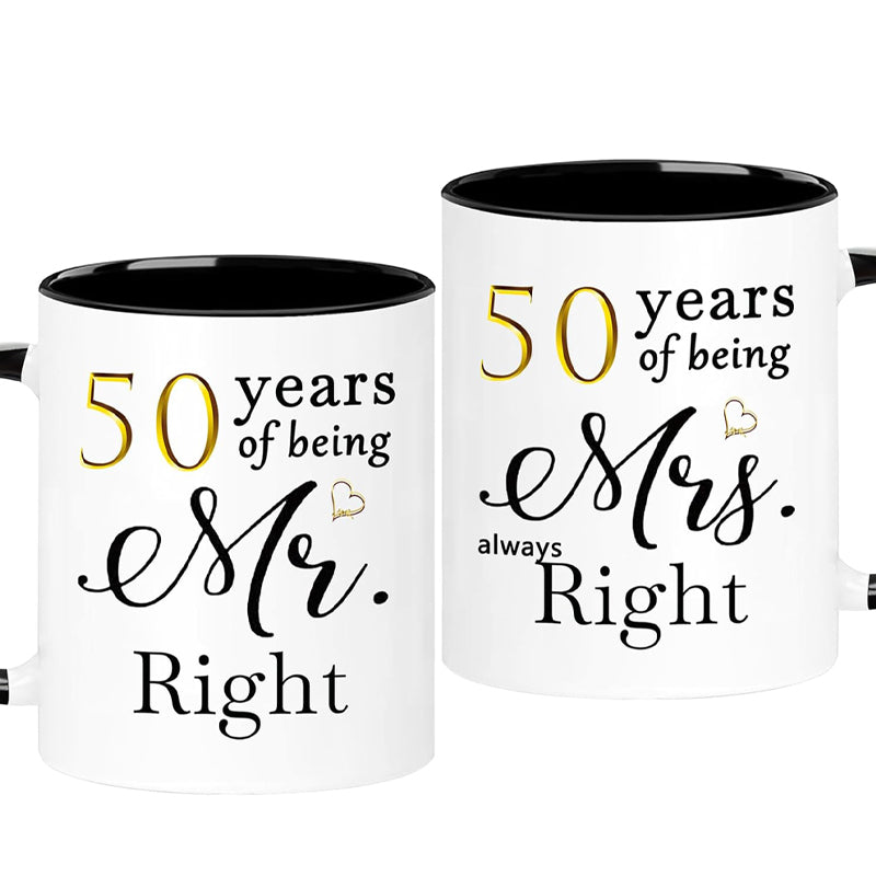 50 Year Anniversary Birthday Coffee Mugs 50th Wedding Anniversary Decorations Gifts for Couple Grandparents Parents Women Men Wife Husband Her Him, 50th Birthday Gifts
