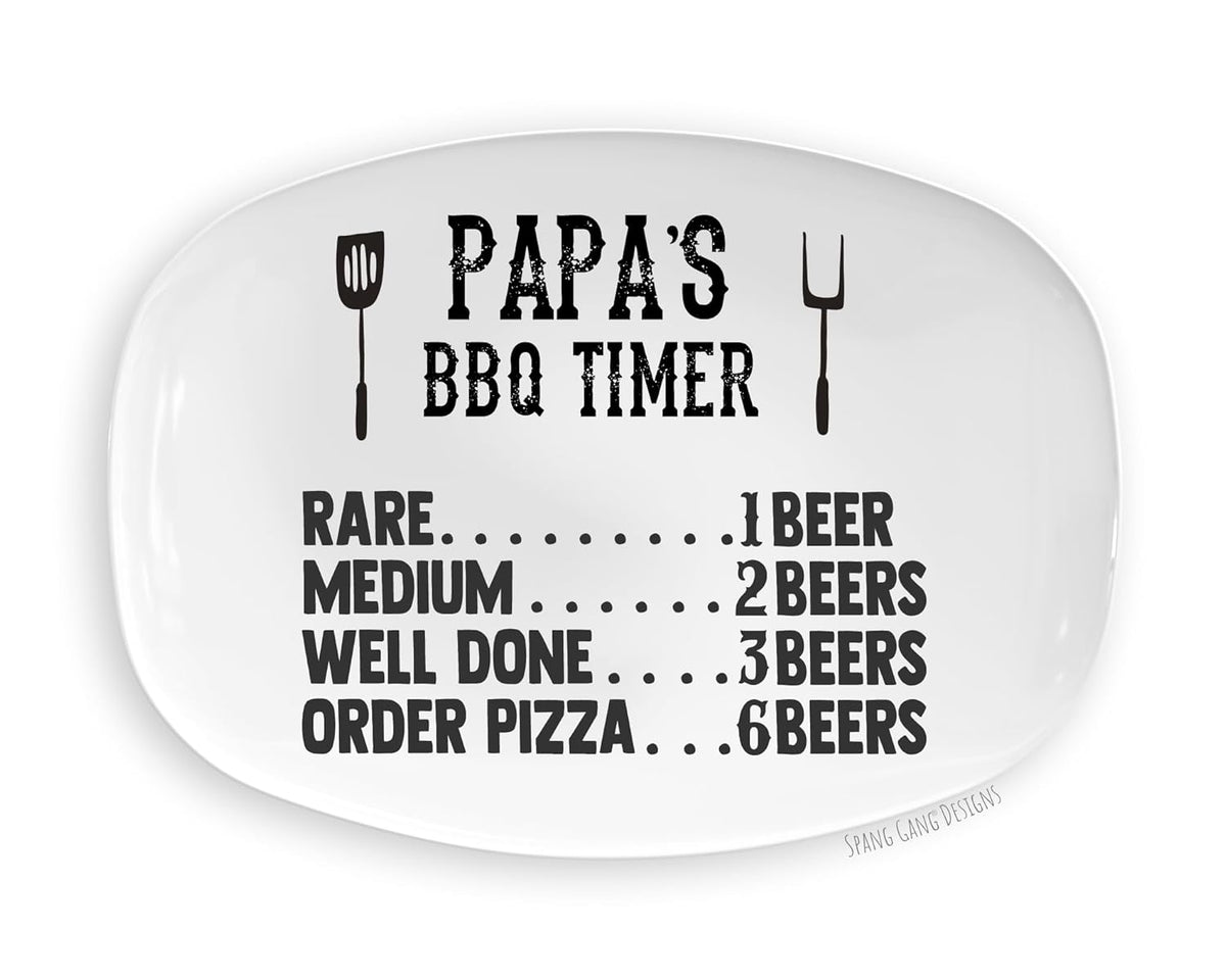 Personalized BBQ Time Plate | Daddy Grilling Platter | Father's Day Gift for Dad Papa Daddy | From Kids Grandchildren | Custom Tray Husband