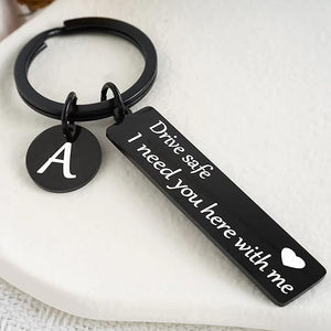 Drive Safe keychain for boyfriend,26-letter keychain, Gifts for Boyfriend on Birthday Christmas Valentine's day