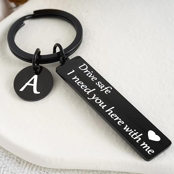 Drive Safe keychain for boyfriend,26-letter keychain, Gifts for Boyfriend on Birthday Christmas Valentine's day