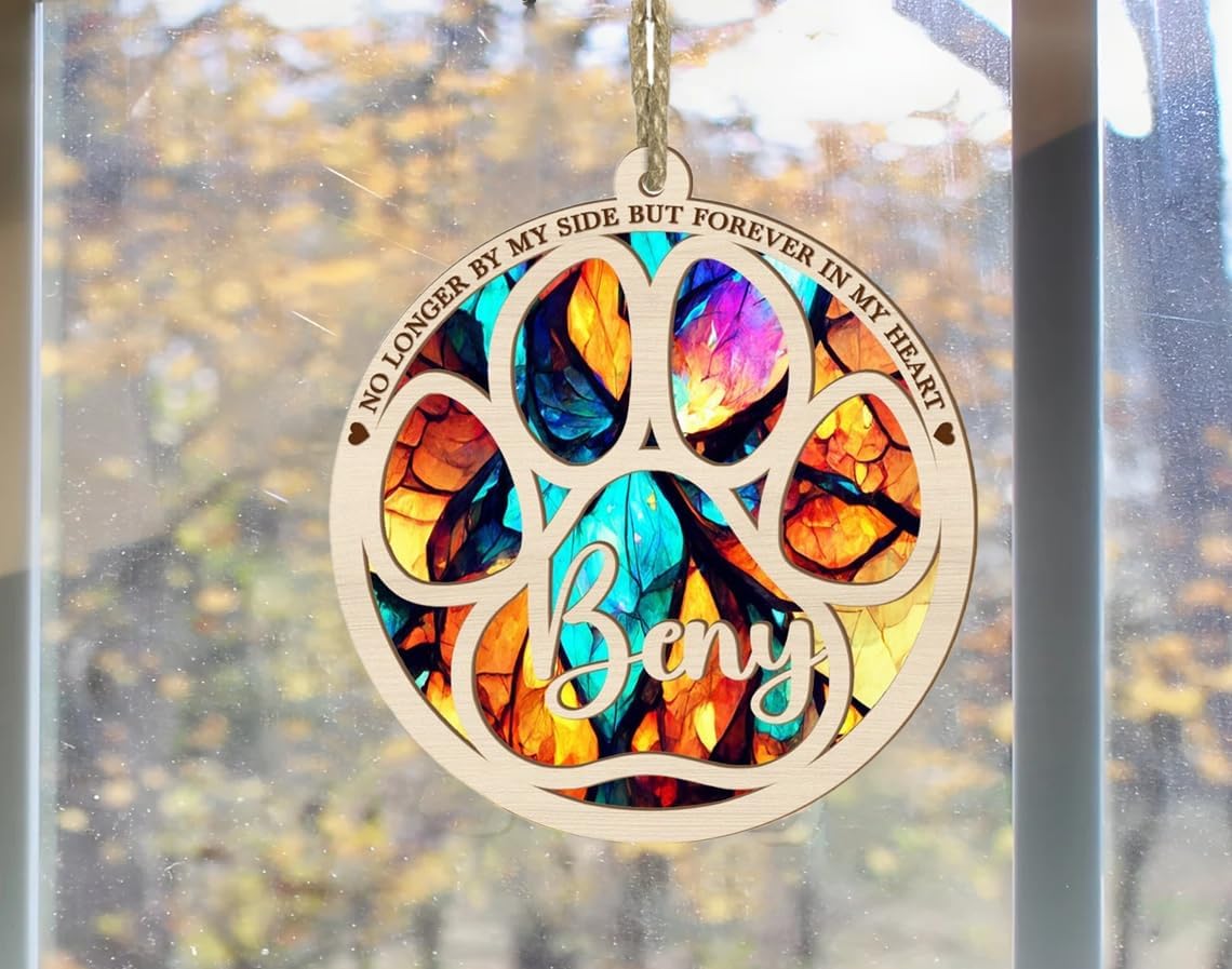 Personalized Dog Suncatcher Memorial Ornament, Dog on Moon for Suncatcher Gifts, Memorial Gift Loss of Dog, Gifts for Dog Lovers Loss of Dog, Memory Remember Dog, Sympathy Dog Window