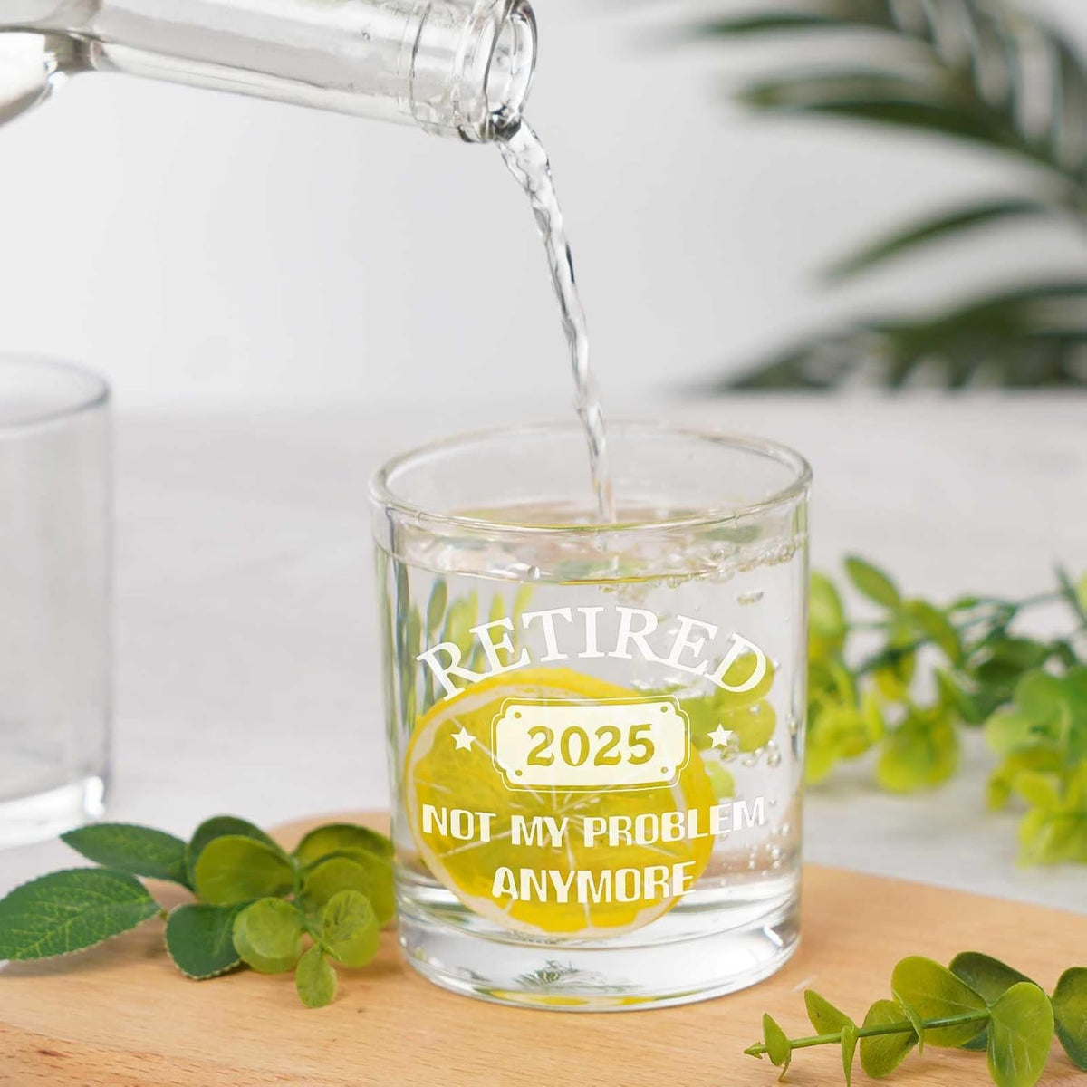Retirement Gifts for Men, Retired 2025 Not My Problem Anymore Whiskey Glass, Funny Retired Gifts for Boss Coworker Husband Teacher Friends Dad Grandpa, Retired Old Fashioned Glass