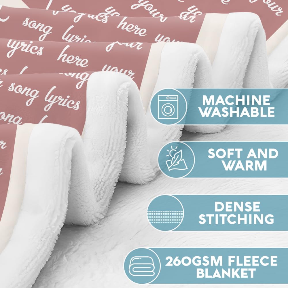 Personalized Song Lyrics Blanket Custom Couple Gift with Names, Favorite Song & Photo Romantic Line Art Style Throw for Him or Her Anniversary or Valentine s Gift for Husband or Wife