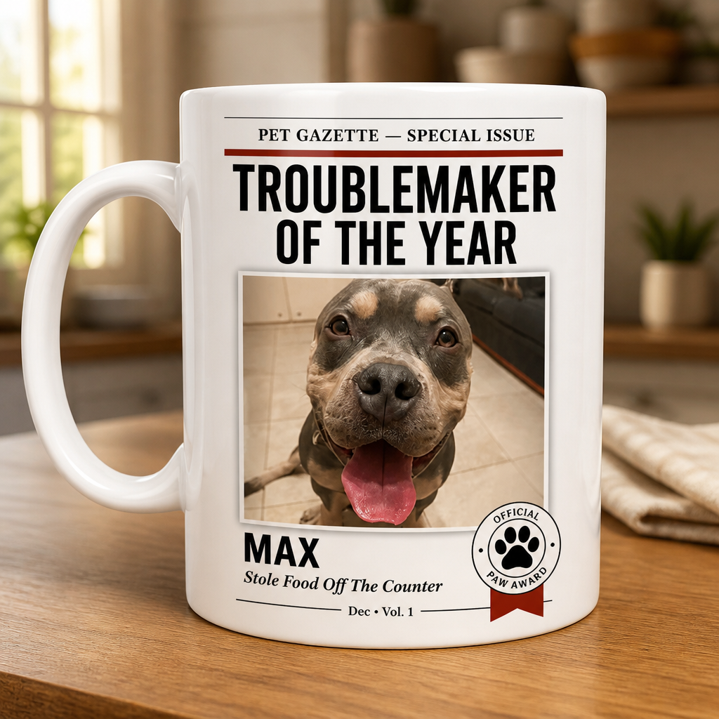Pet Gazette Troublemaker of the Year Photo Mug - Personalized Mug 6220b35e-a069-43fd-a60f-0b0e3c5ee8f4.png