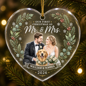 Our First Christmas as Mr. & Mrs. – Custom Couple Portrait Heart Acrylic Ornament - Personalized Transparent Acrylic Ornament 6229a7b8-305e-4add-857d-817660f2fd5b.png