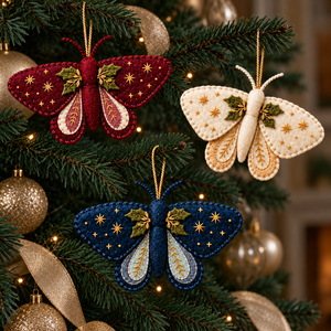 Christmas Moth Custom Shape Felt Ornament, Celestial Star & Holly Christmas Tree Decor, Woodland Holiday Gift for Moth Lovers 622b393a-7a45-42cd-9f91-5aac8174cc1d-Ba-b-m-n-tr-n-th-ng-xanh-th-m.png