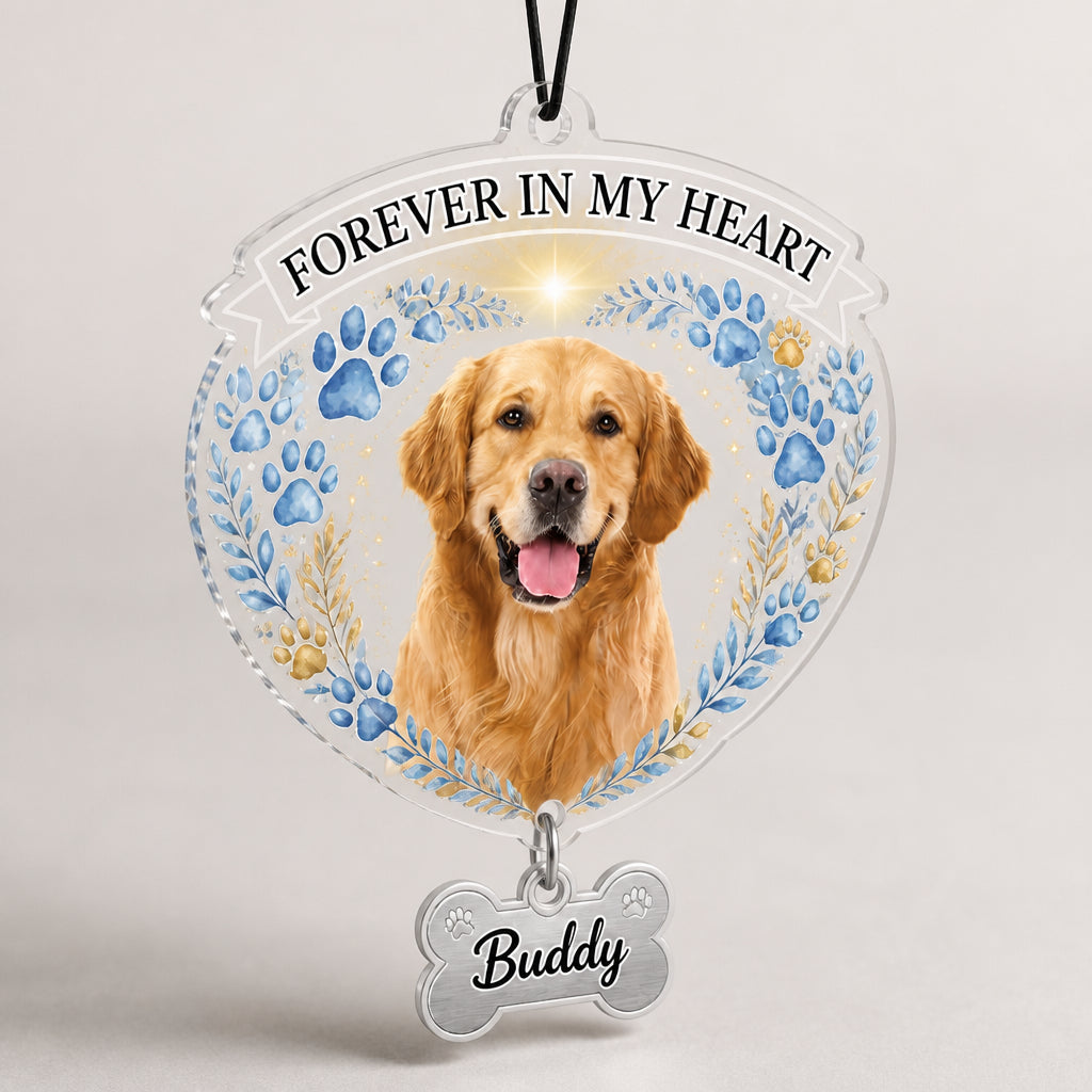 Forever In My Heart Pet Photo Suncatcher with Bone Charm - Personalized 1 Layered Suncatcher with Charm 623c3cc1-bb4d-4fcc-8ae4-17708f04f594.jpg