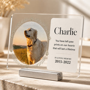 Pet Memorial Acrylic Plaque – Paw Prints On Our Hearts (Photo, Name & Years) - Personalized Acrylic Plaque 6257aa5f-6a3e-4425-a924-ded0e61fe0d8.jpg