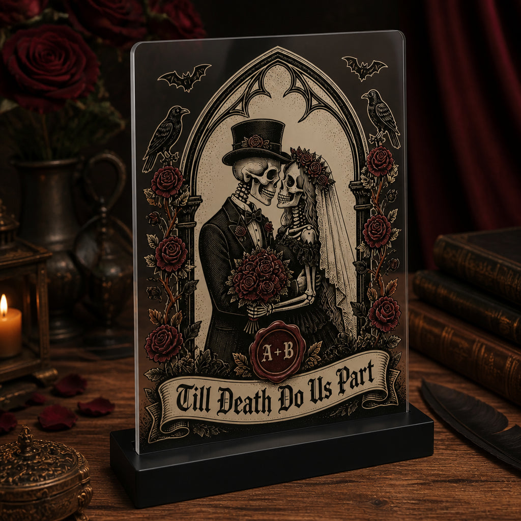 Gothic Skeleton Couple Acrylic Plaque — Till Death Do Us Part (Monogram) - Personalized Acrylic Plaque 6269f8cb-e3d3-4b55-8ca3-fa225b6d15aa.jpg