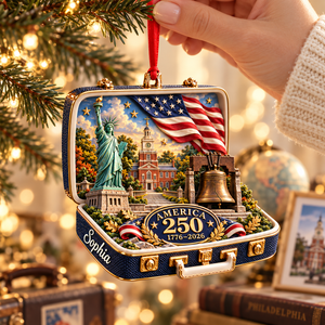 Personalized America 250th Anniversary 3D Suitcase Christmas Ornament – 1776–2026 USA Keepsake & Patriotic Gift 626e2b69-24f7-477a-94ae-38c53f2c4afd-American-250th-Anniversary-Suitcase-Ornament-4.png