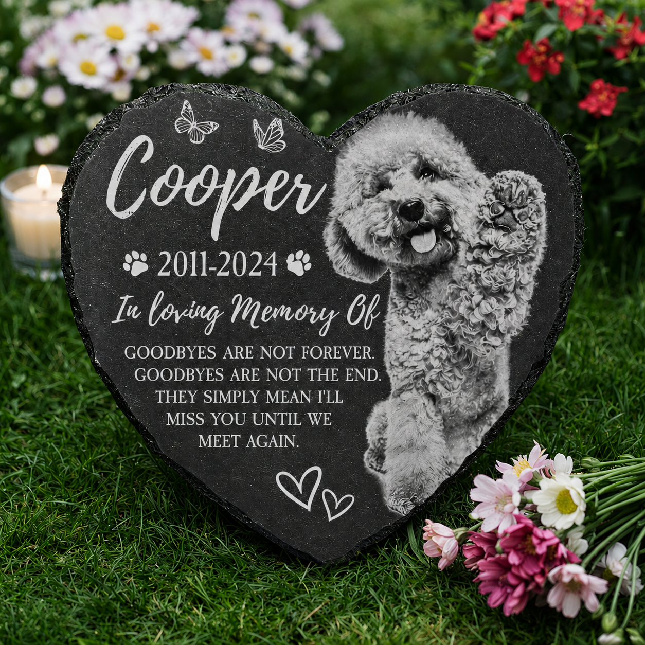 Personalized Photo Pet Memorial Stone: Engraved Dog Remembrance Gift