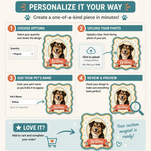 Custom Pet Portrait Name Magnet – Retro Scallop Frame - Personalized Custom Shape Fridge Magnet 6279a14c-3207-47df-81ba-a643973d0f2e.jpg