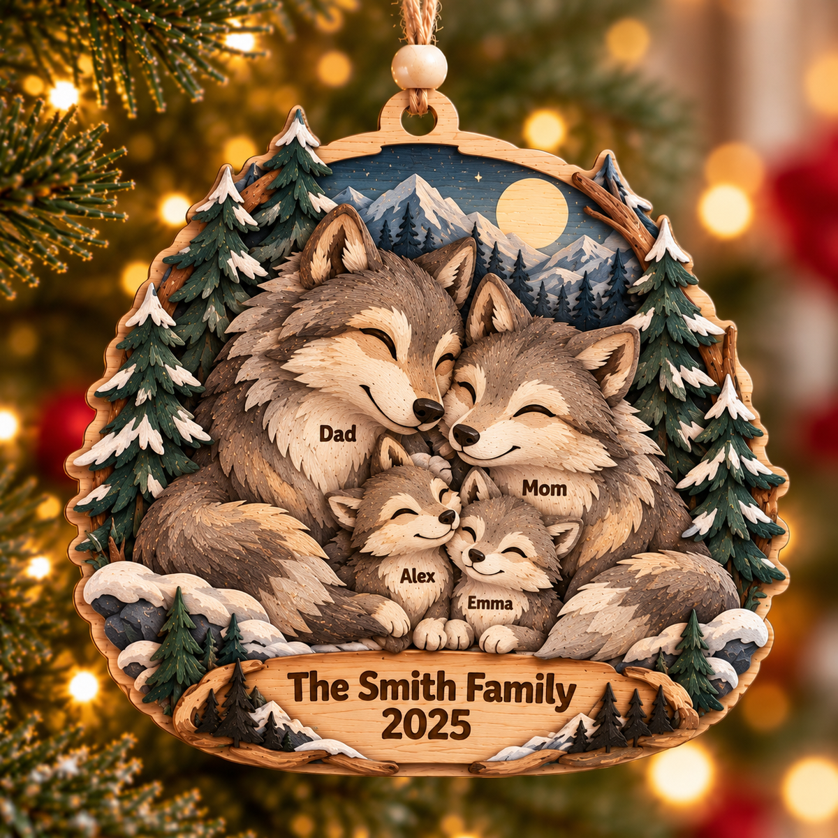 Personalized Wolf Family Layered Wood Christmas Ornament, Custom Family Name Wolf Ornament, Woodland Animal Family Keepsake, Christmas Gift 2026 62880269-bf84-48f5-9bd6-e7e22efe2859-Smith-Family-Wolf-Christmas-Ornament.png