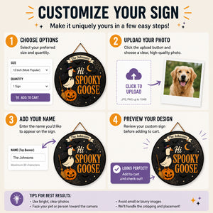 Personalized Halloween ‘Hi Spooky Goose’ Round Metal Sign - Personalized Metal Sign 628ca225-05de-40c0-93d8-88c25fe72def.jpg