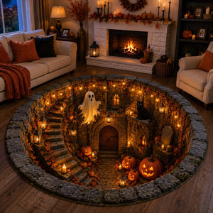 Flat Halloween Haunted Well Round Rug, 3D Ghost Skeleton Black Cat Carpet, Pumpkin Cellar Illusion Floor Decor 628ce84d-87c4-4082-8b01-2a3f7e90bfb4-2.jpg