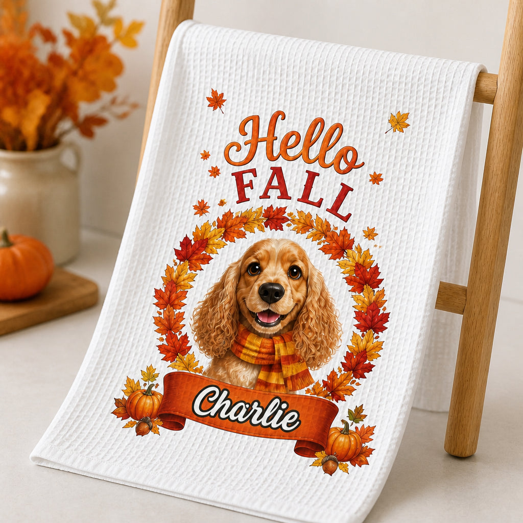 Hello Fall Dog Name Kitchen Towel - Personalized Kitchen Towel 6293849e-4da6-4dd6-ac42-421712718907.jpg