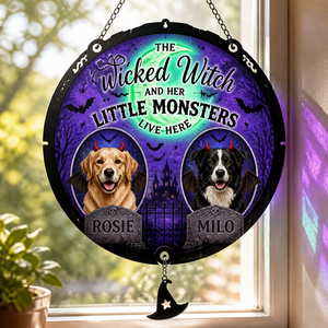 Halloween Witch & Little Monsters Pet Photo Doormat - Personalized 1 Layered Suncatcher with Charm 62962b5c-b699-475b-a3a9-c05c0ef6928d.png