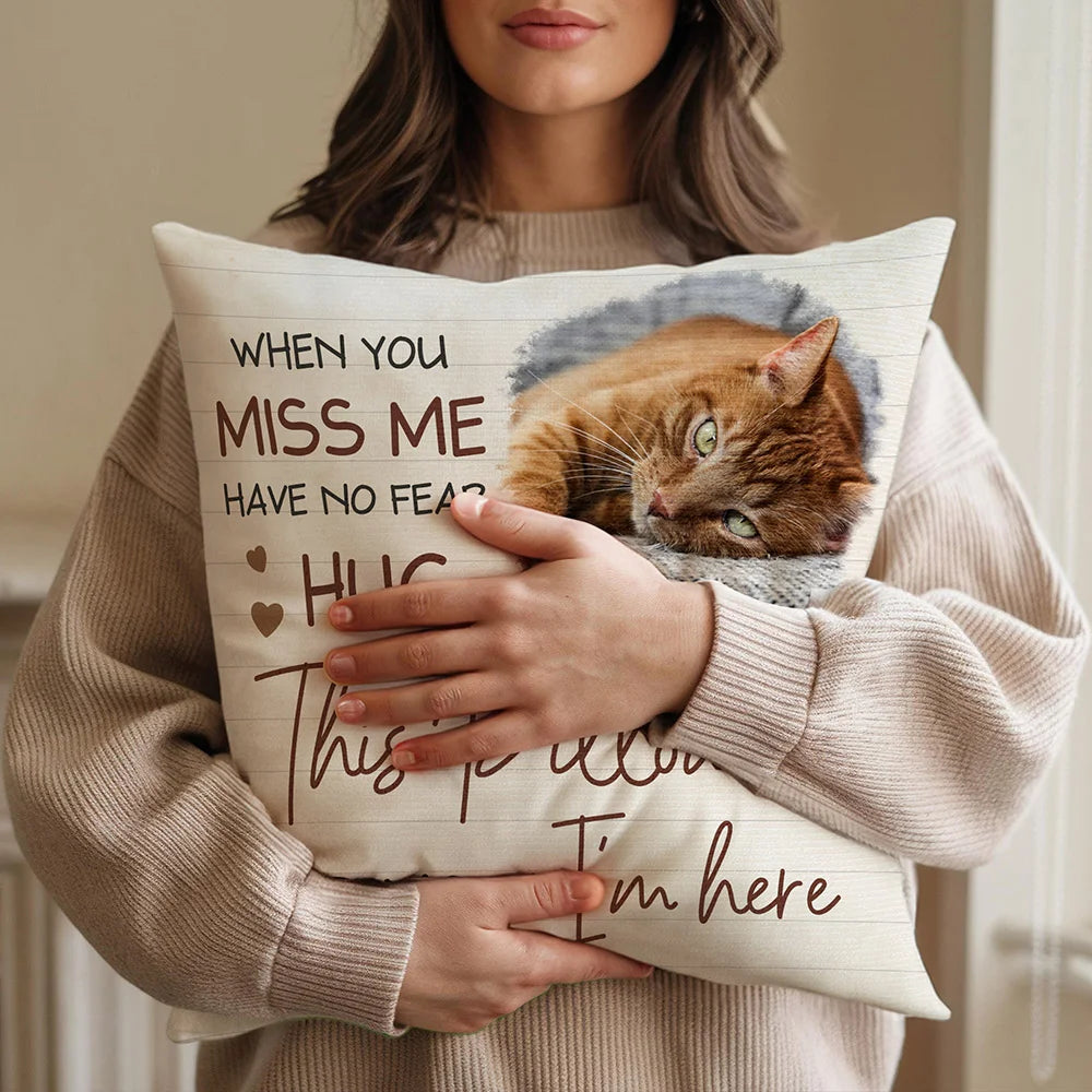 Personalised I Am Here Photo Memorial Pillow Cover Home Decor Sympathy Sentimental Commemorative Gift for Women Men