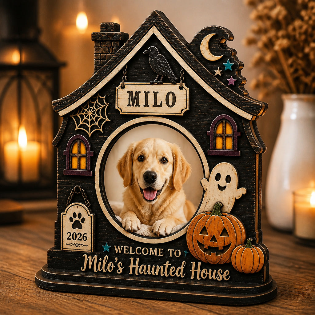 Personalized Halloween Pet Haunted House Photo Stand - Personalized Wooden custom shape Standing 2 layer (5mm) 62a001c8-371b-4d2b-8cdd-77323ed1bbfd.jpg