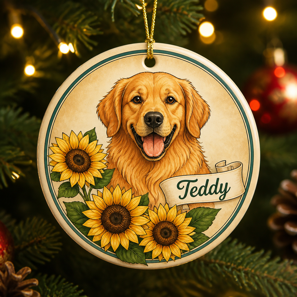Golden Retriever Sunflower Pet Name Ornament - Personalized Ornament 62a3c587-b31b-42db-bf73-7422b50ccad0.png