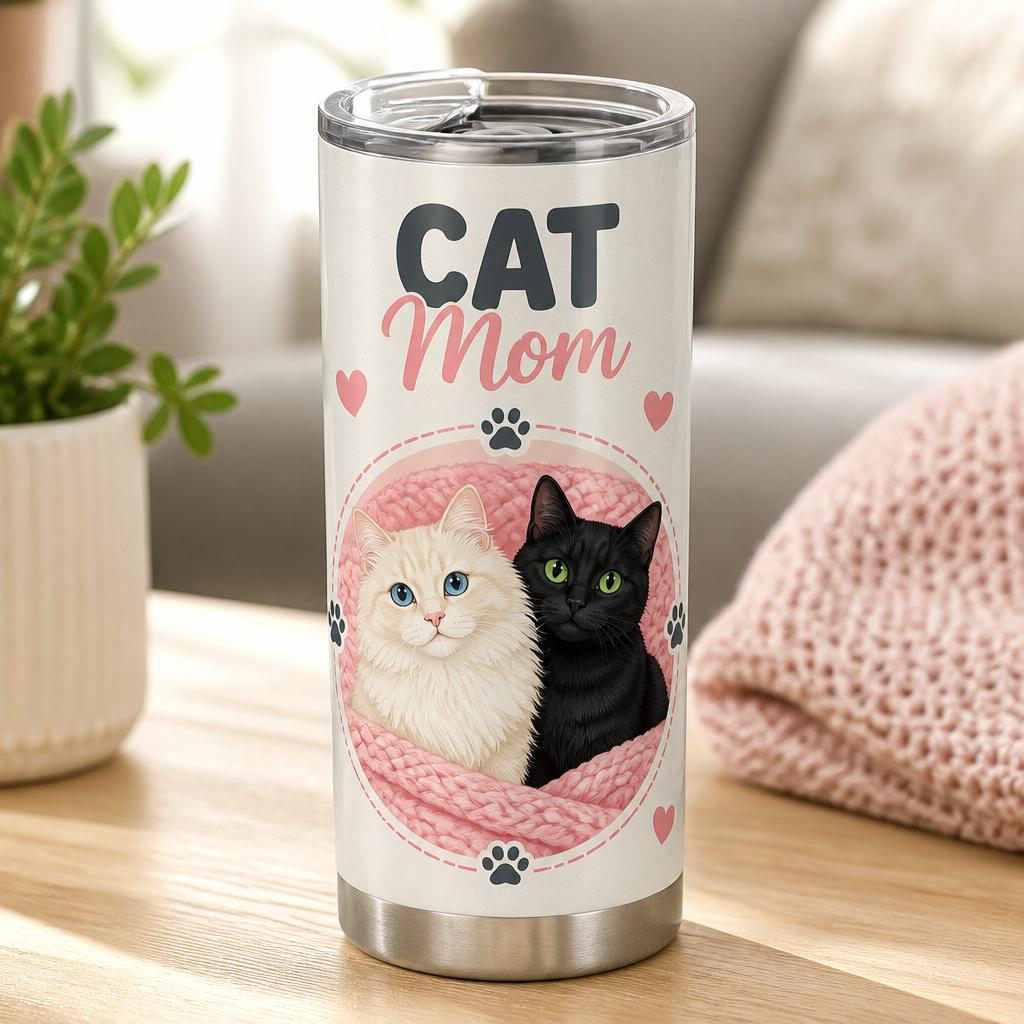 Cat Mom Tumbler — Life Is Better With Cats (2-Photo Pet Portrait) - Personalized Tumbler 62e28318-b57b-40dc-b03a-d2d379396202.png