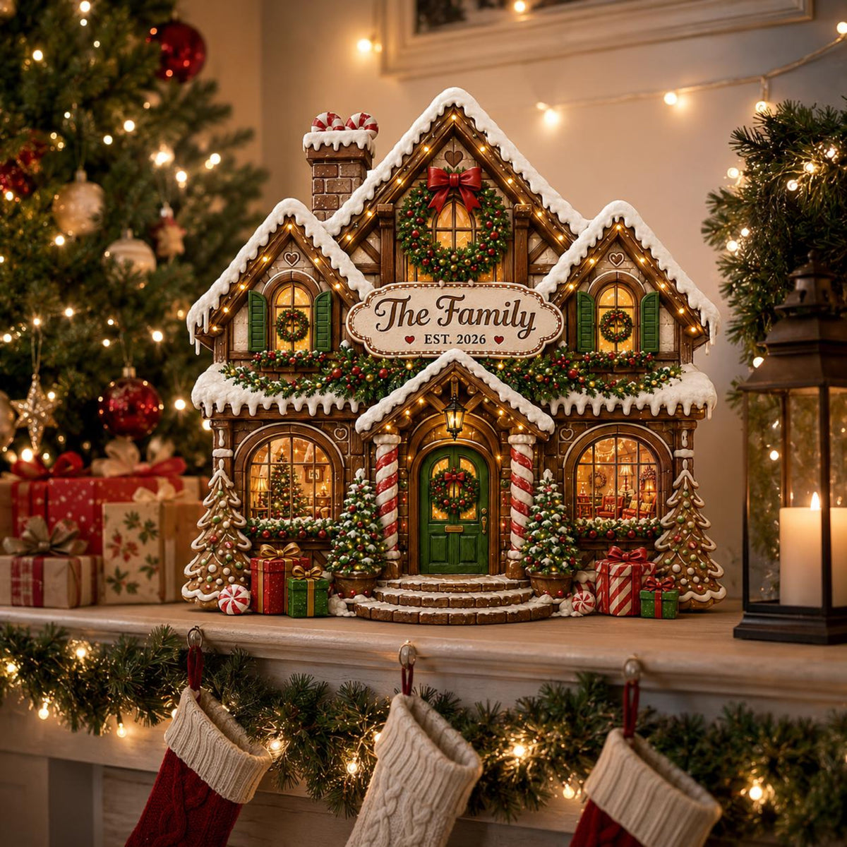 Personalized Christmas Gingerbread House Wooden Block, Custom Family Name Sign, Festive Mantel Decor, Holiday Housewarming Gift, Xmas Decor 62f7068d-b996-41c7-ada9-fffaaf4a3e9b-1.jpg