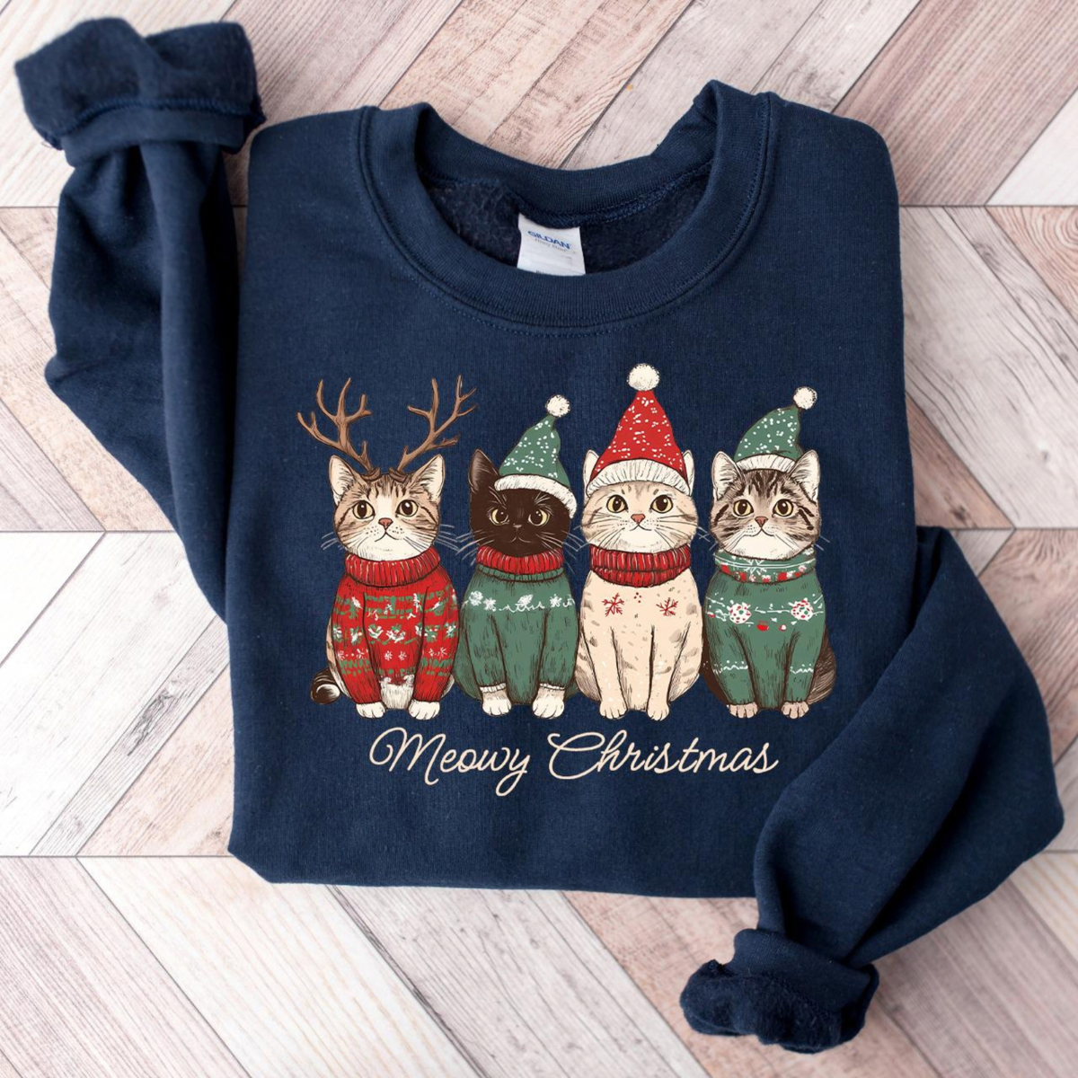 Meowy Christmas Shirt, Cat Christmas Sweatshirt, Cat Lover Xmas T-Shirt, Christmas Cat Mom Sweater, Catmas Gift For New Year, Xmas Crewneck 62ff2991-c383-4503-8591-024bd340ce52-2.png