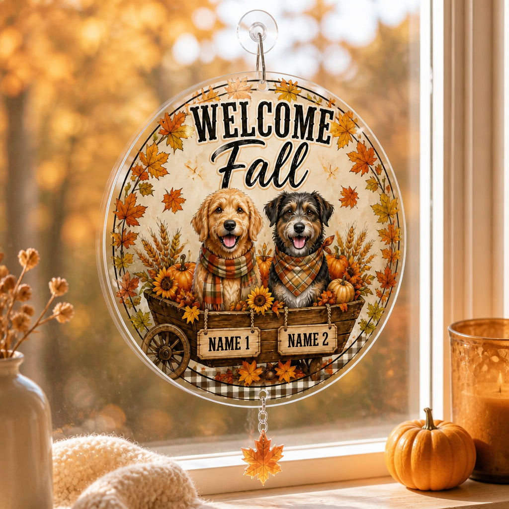 Welcome Fall Pet Portrait Garden Flag - Personalized 1 Layered Suncatcher with Charm 62ff2bca-fd5a-4fea-8afb-1dd4606540c1.jpg