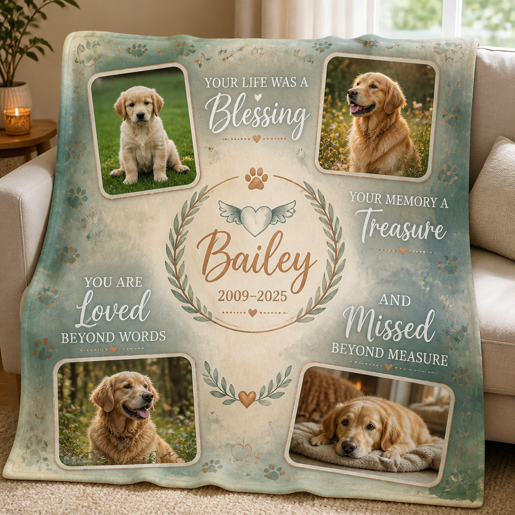 Pet Memorial Photo Collage Blanket — Your Life Was a Blessing - Personalized Blanket 63303228-9ad3-4a3a-996c-e0dfb4fd3368.png