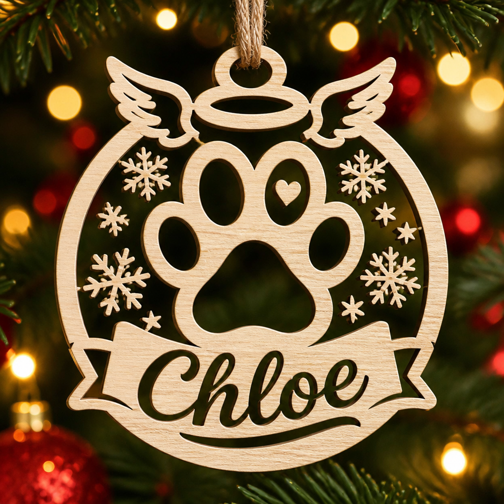 Angel Paw Snowflake Pet Memorial Name Ornament - Personalized Laser Cut Custom Shape Ornament 633f2bed-c878-4e07-9c89-71d3326c4d5c.png