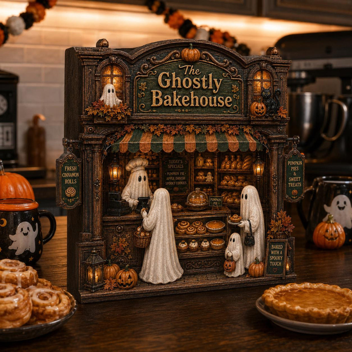 Ghostly Bakehouse Wooden Block, Halloween Ghost Bakery Decor, Spooky Pumpkin Shelf Sitter, Autumn Kitchen Counter Sign, Fall Home Decor 6351e815-d807-4d42-91a7-37904c1541be-4.jpg