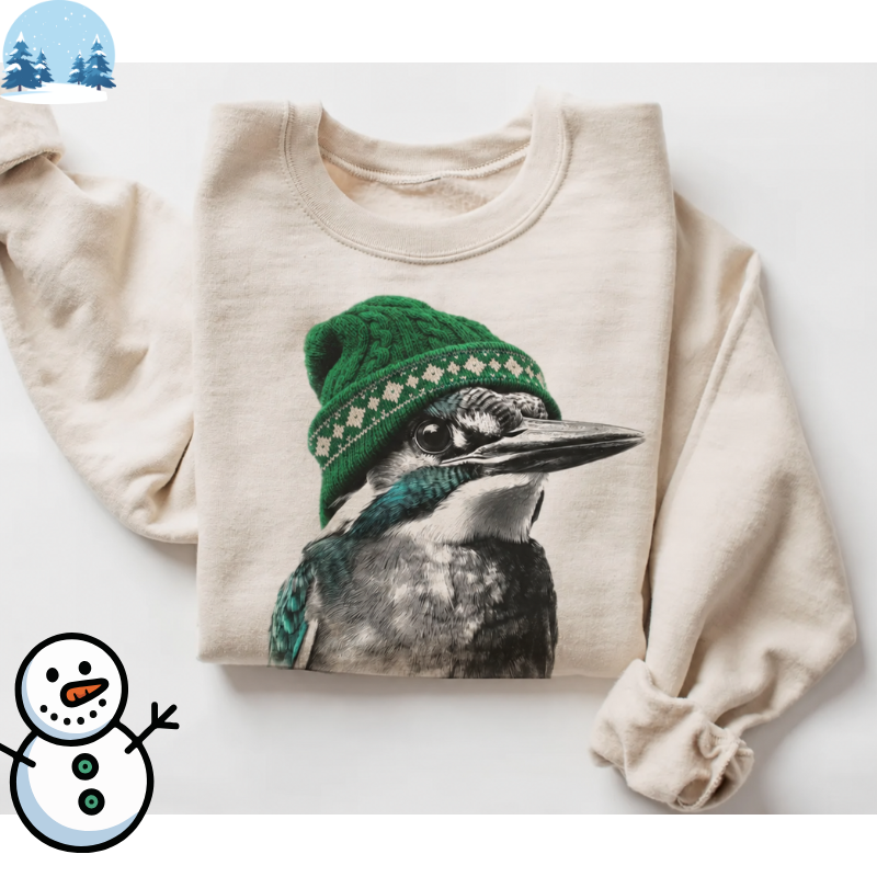 Kingfisher in Beanie Sweatshirt, Birdwatching Nature Lover Gift For Hims, Hers 63535c81-f571-4f18-94bb-8282c86b6c8d-Th-m-ti-u-2-.png