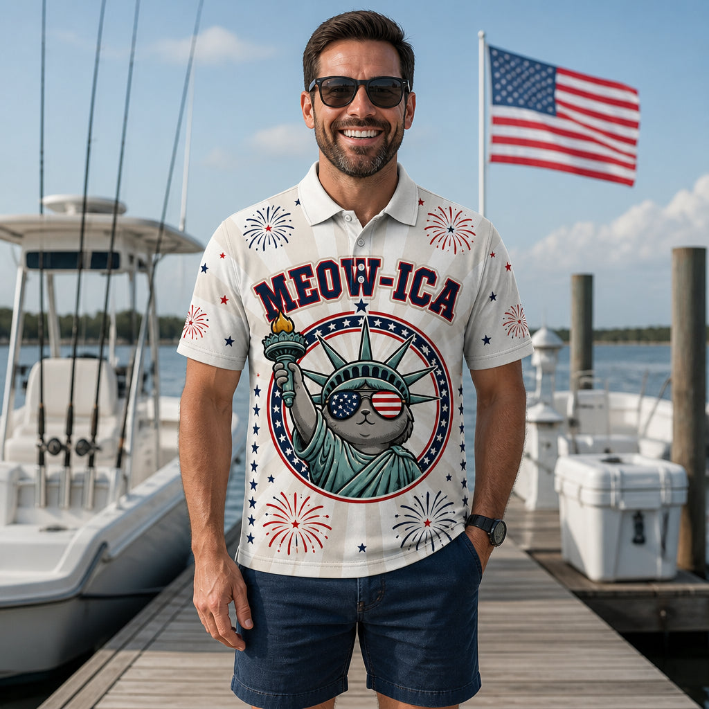 MEOW-ICA Patriotic Cat AOP Polo - Polo shirt - All over printed 63639087-f1d7-4be2-b96b-5feb7f5469e7.jpg