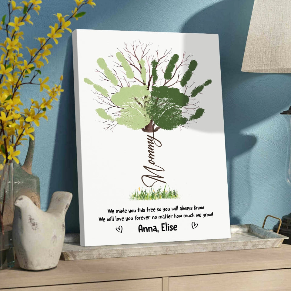 Handprint We Made You This Tree Custom Canvas Poster Gift For Mom Granndma