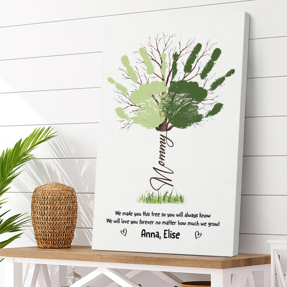 Handprint We Made You This Tree Custom Canvas Poster Gift For Mom Granndma