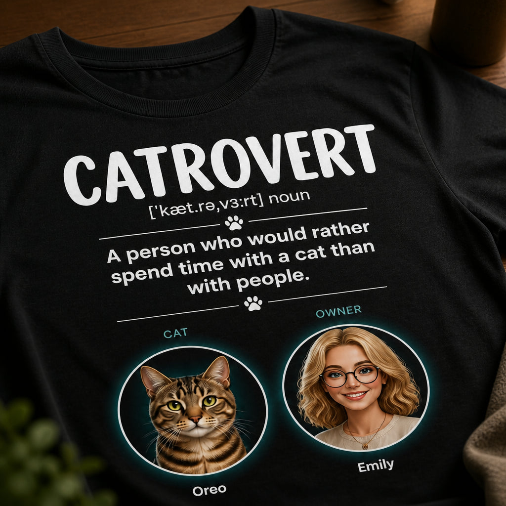 Catrovert Definition Tee – Personalized Cat + Owner Portrait - Personalized T-shirt 637643cd-6d7f-4d9f-b601-1633cb349f47.jpg
