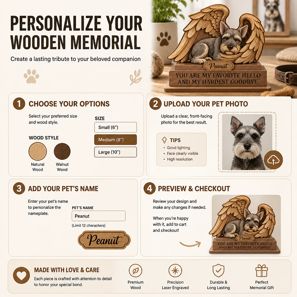 Custom Pet Memorial Winged Wood Plaque – Favorite Hello, Hardest Goodbye - Personalized Wooden custom shape Standing 2 layer (5mm) 63810329-a9c8-4184-921b-9c23f212f085.jpg