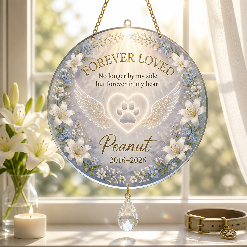 Forever Loved Pet Memorial Canvas – Name & Years - Personalized 1 Layered Suncatcher with Charm 63b32f24-7c26-45cc-b76e-69e533288976.png