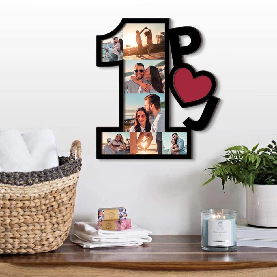 Couple Wooden Sign Personalized Valentine Gifts - 1 Year 1 Month Anniversary Custom Wooden Art Upload Photo First Anniversary Gift