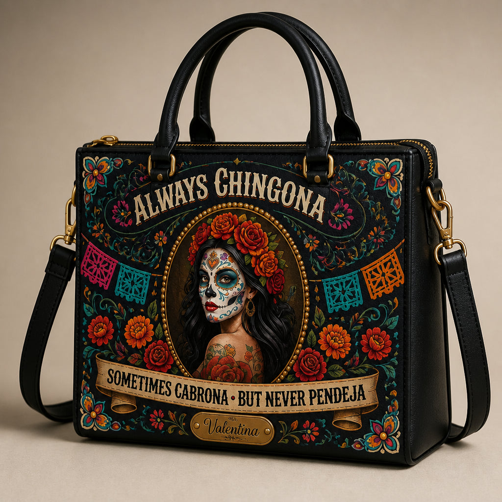 Always Chingona Sugar Skull Shoulder Bag – Personalized Name - Personalized Leather Shoulder Bag 63cd0ab9-1276-4212-b772-110ff87fcf26.jpg