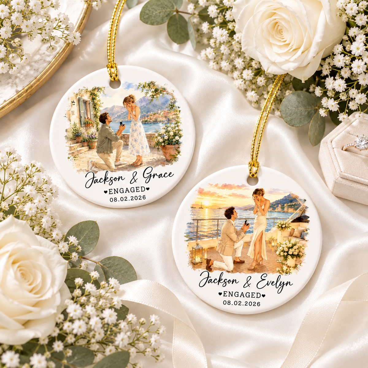 Custom Engagement Ornament, Couple Photo Engaged Ornament, Watercolor Photo Gift for Newly Engaged Couple, Engagement Gifts 63d2fb67-df7b-44b1-8bcc-153431572f55-bb29c02e-1280-47f4-a097-9992d00dbc51.png