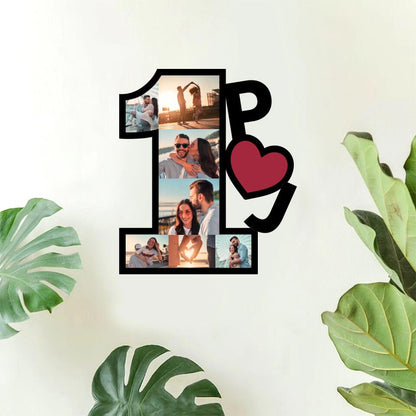 Couple Wooden Sign Personalized Valentine Gifts - 1 Year 1 Month Anniversary Custom Wooden Art Upload Photo First Anniversary Gift