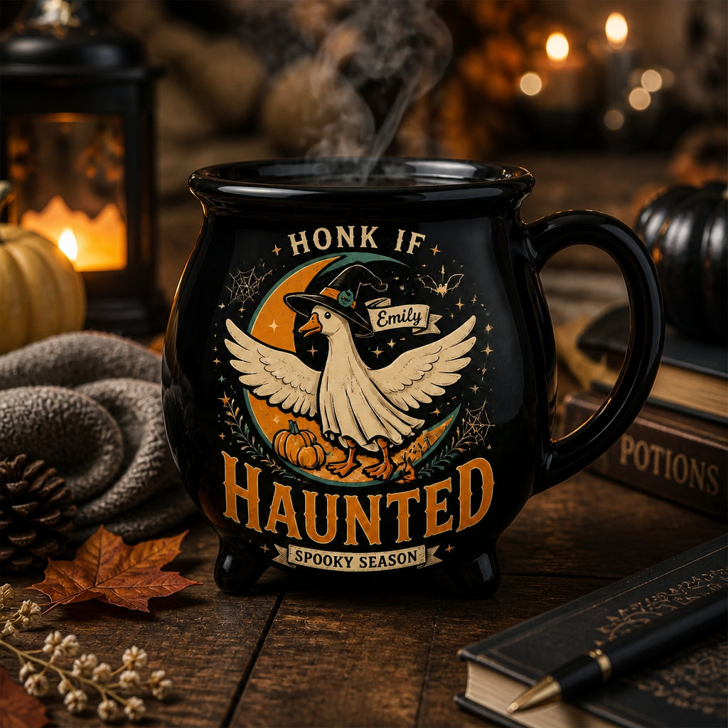 Honk If Haunted Goose – Personalized Witch Mug - Personalized Halloween Black Ceramic Witch Mug 63defff2-d2b5-4248-90f2-016b8970d26c.jpg