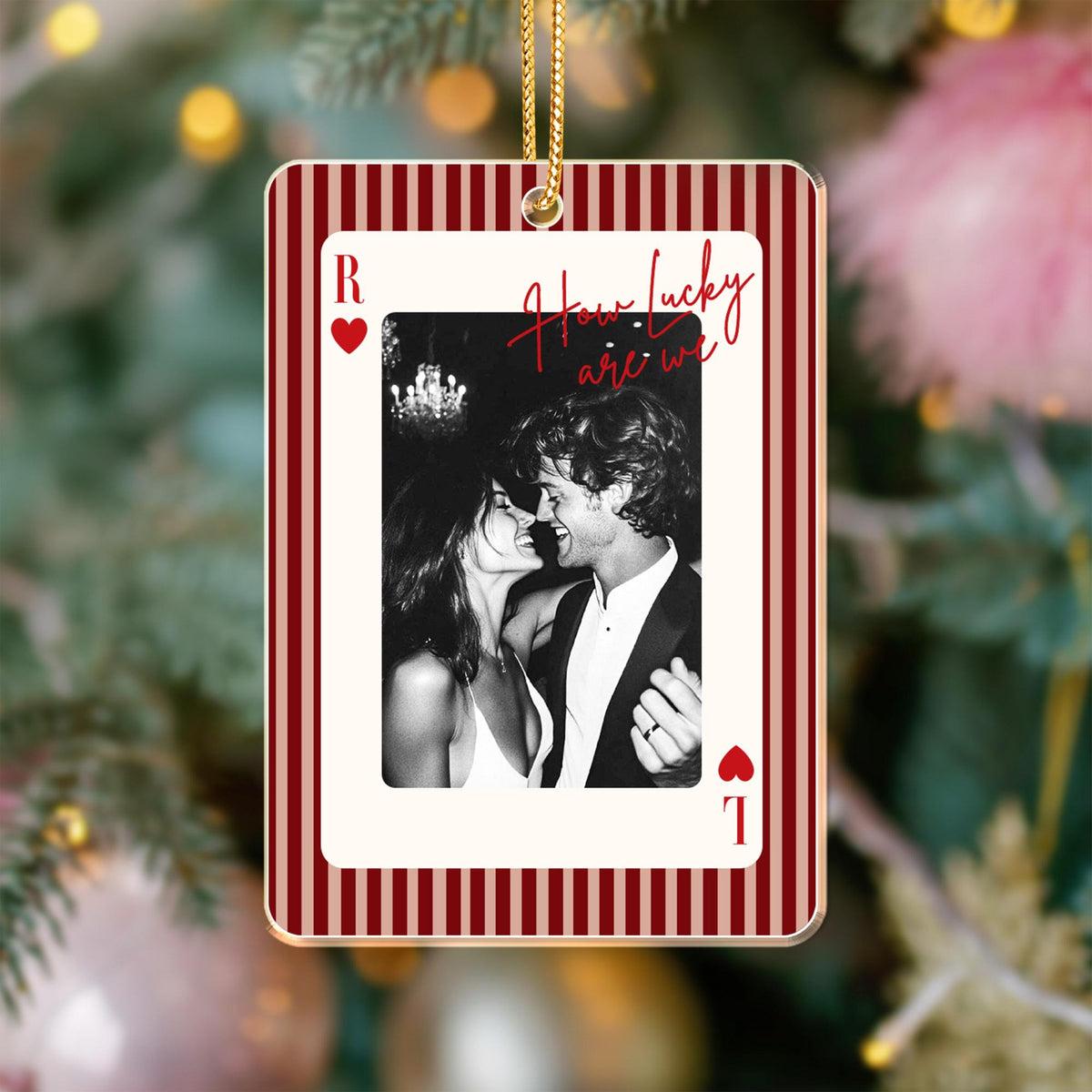 Personalized Striped Playing Card Couple Photo Ornament: Anniversary Gift, How Lucky We Are, Gifts for Boyfriend, Husband 63f271b1-6919-4480-b133-c3db1e0285a3-1.jpg