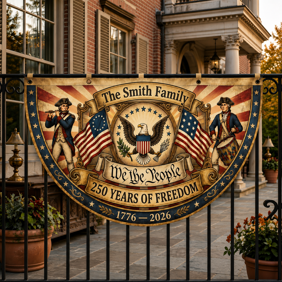 USA 250th Anniversary Patriotic Bunting Banner | America 1776 2026 Semicircle Fence Flag | Christian Freedom Porch Decor