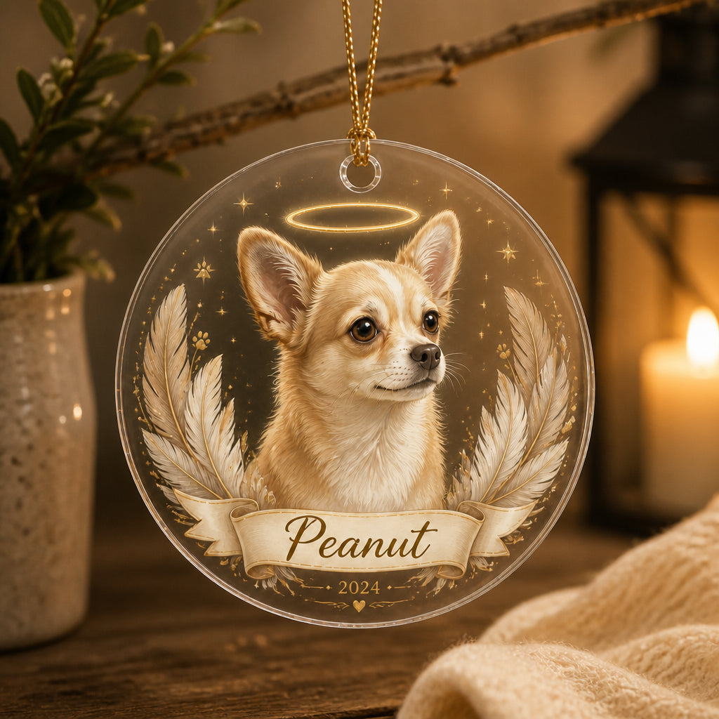 Angel Wings Pet Memorial Photo Ornament – Custom Pet Portrait & Name - Personalized Transparent Acrylic Ornament 6404dca3-b356-4203-8a52-22fa2a83da44.jpg