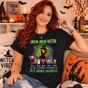 Purple And Green Pretty Grandma & Grandkids Halloween Personalized Shirt