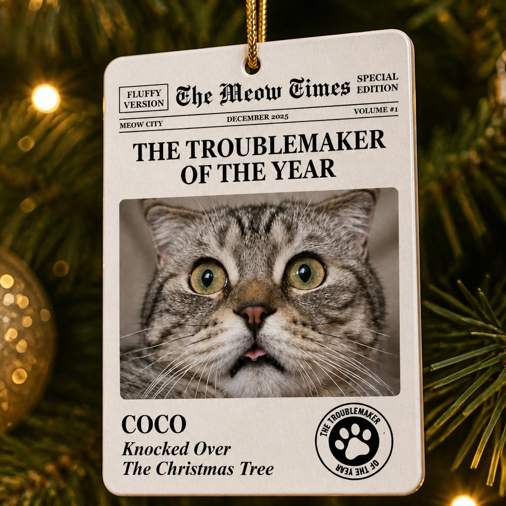 Cat Chronicle Troublemaker Of The Year – Custom Pet Photo Ornament - Personalized Aluminum Ornament 64165241-be64-49ba-b325-f1f10a5dd418.jpg